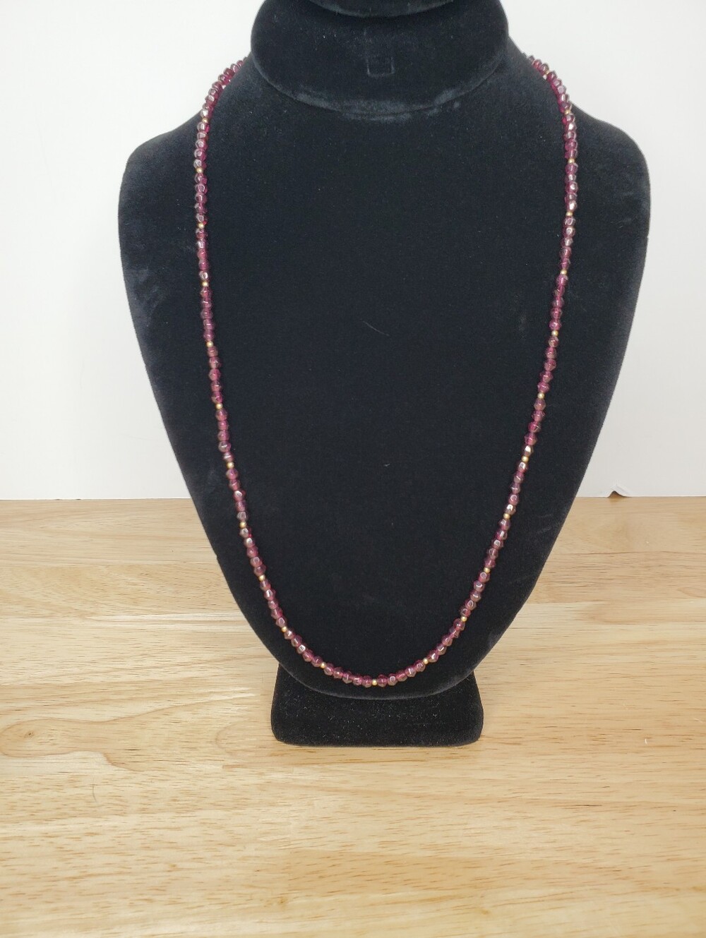 Vintage Bead Necklace Purple Pink Gold Ornate Clasp Statement Layering Piece